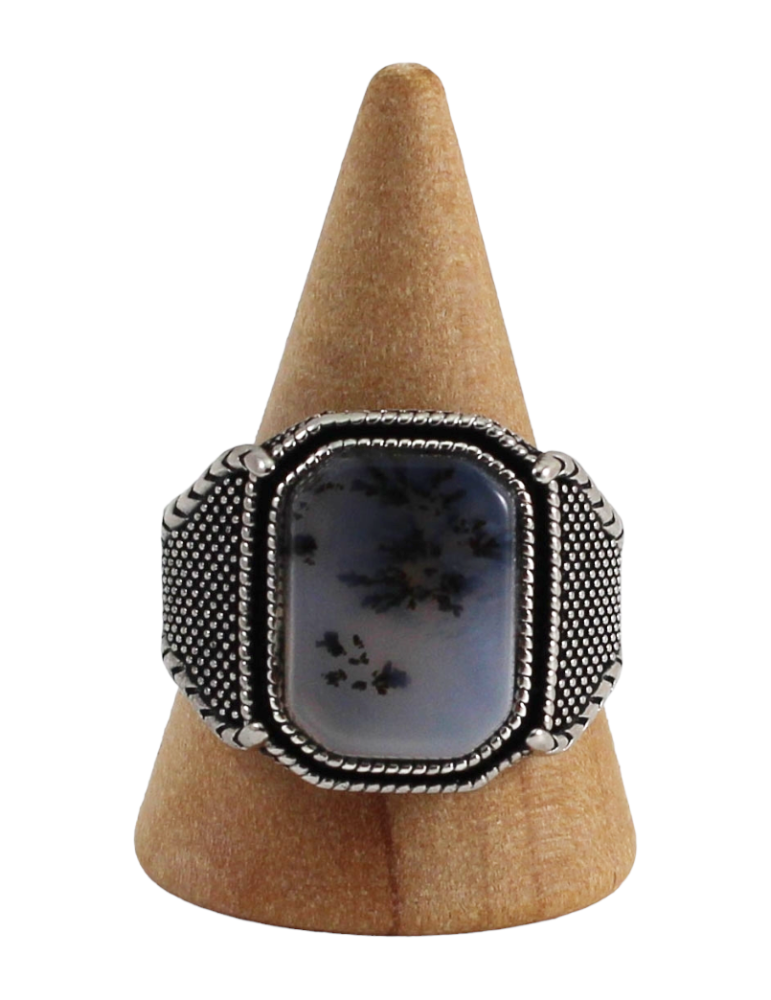 Men's silver ring 16 agate