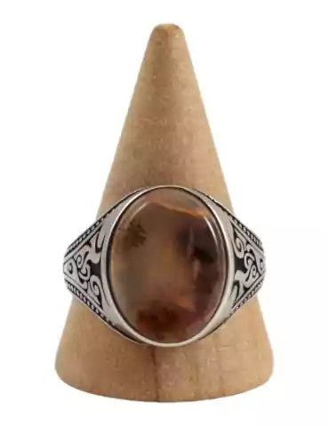 Bague argent homme 18 agate