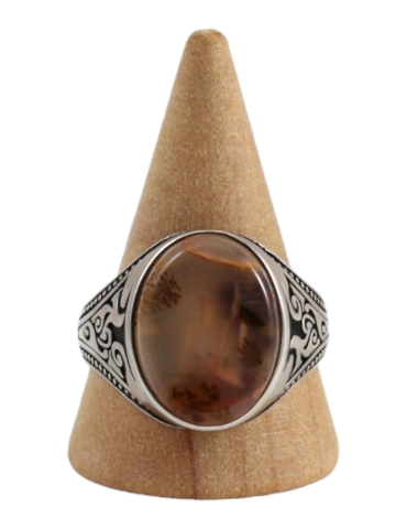 Men's silver ring 18 agate