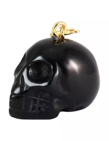 Pendentif crâne obsidienne noire