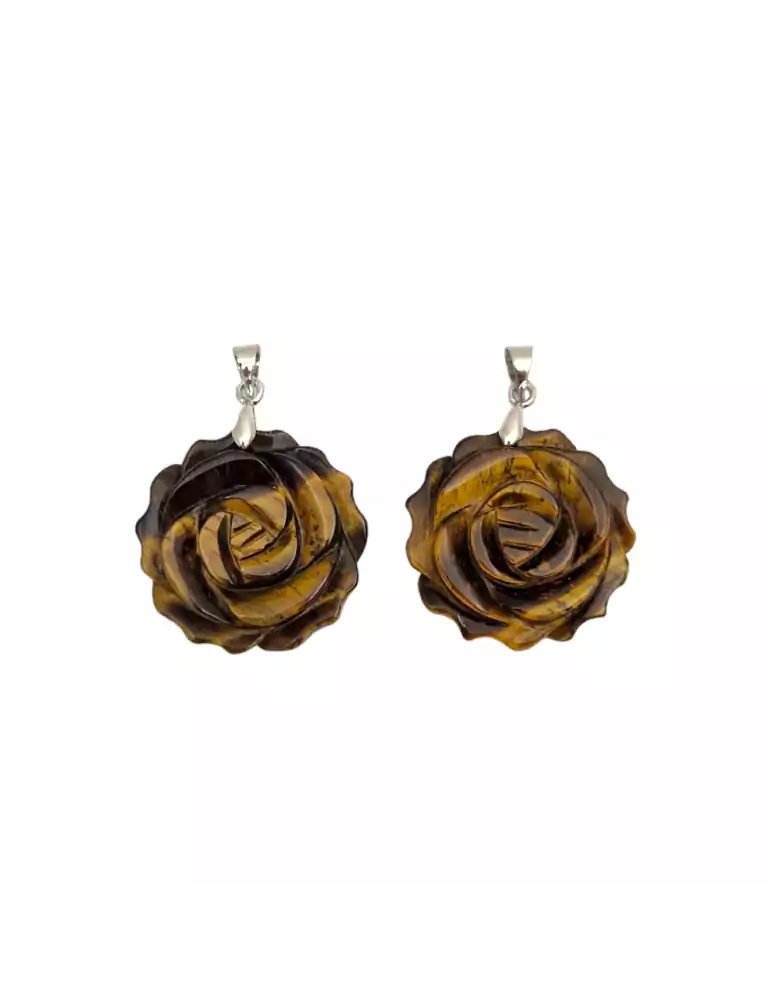 Flower Pendant in Tiger Eye