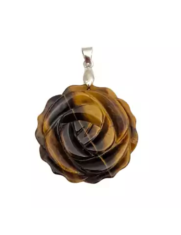 Flower Pendant in Tiger Eye