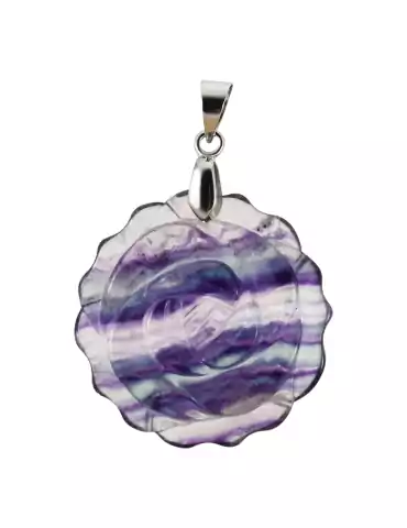 Pendentif Fleur rose en Fluorite