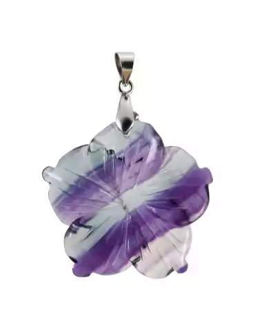 Pendentif Fleur hibiscus en Fluorite mix