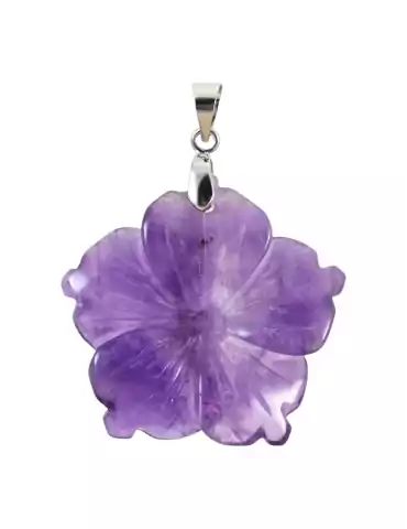 Pendentif Fleur hibiscus en Améthyste