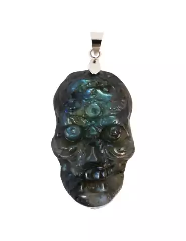 Pendentif tête de mort labradorite AA