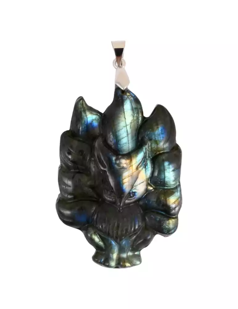 Pendentif renard labradorite AA