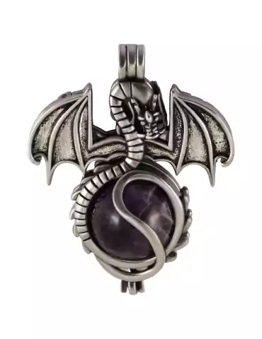 Amethyst dragon sphere pendant 4.5cm