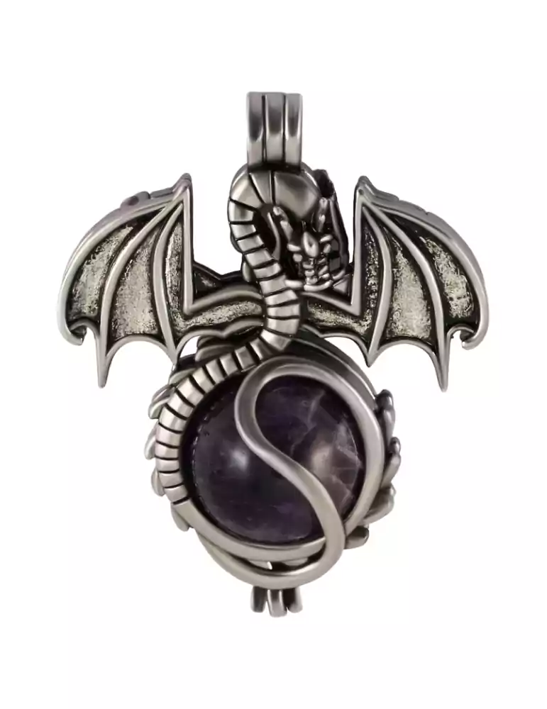 Amethyst dragon sphere pendant 4.5cm