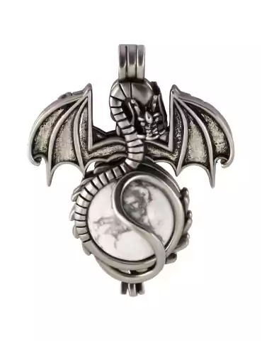 Pendentif sphère dragon howlite 4,5cm