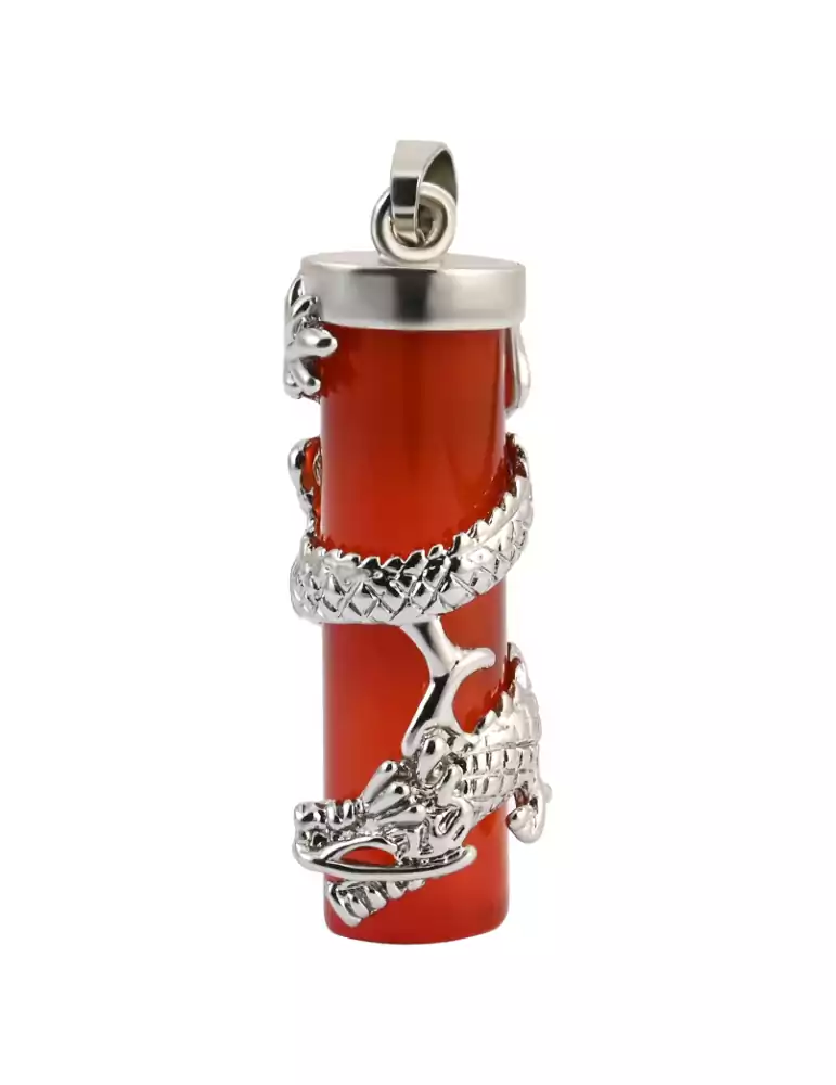 4cm Carnelian Dragon Pillar Pendant