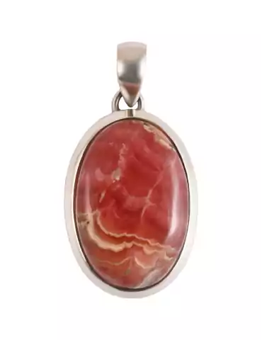 Rhodochrosite pendant set in 925 silver