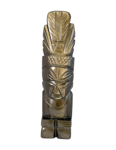 Statua azteca in ossidiana dorata