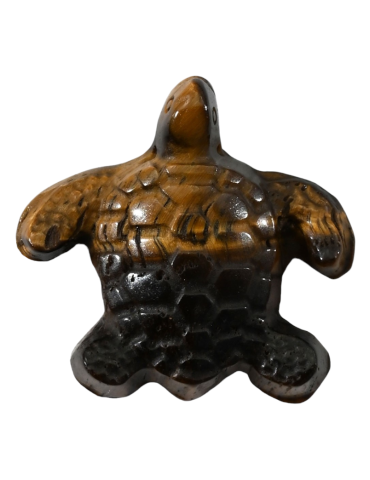 Pendentif sculpté tortue oeil de tigre A