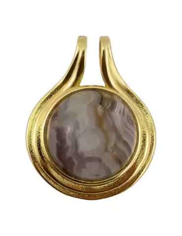 Gold pendant crazy lace agate