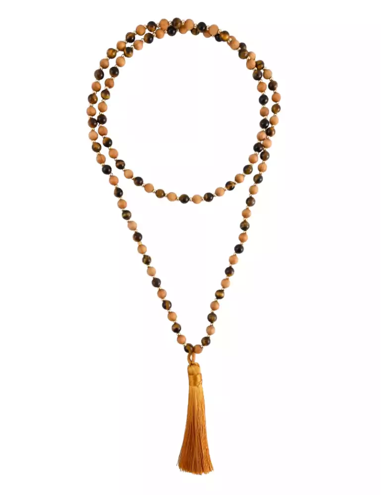 Mala Ojo de Tigre + Madera 108 perlas