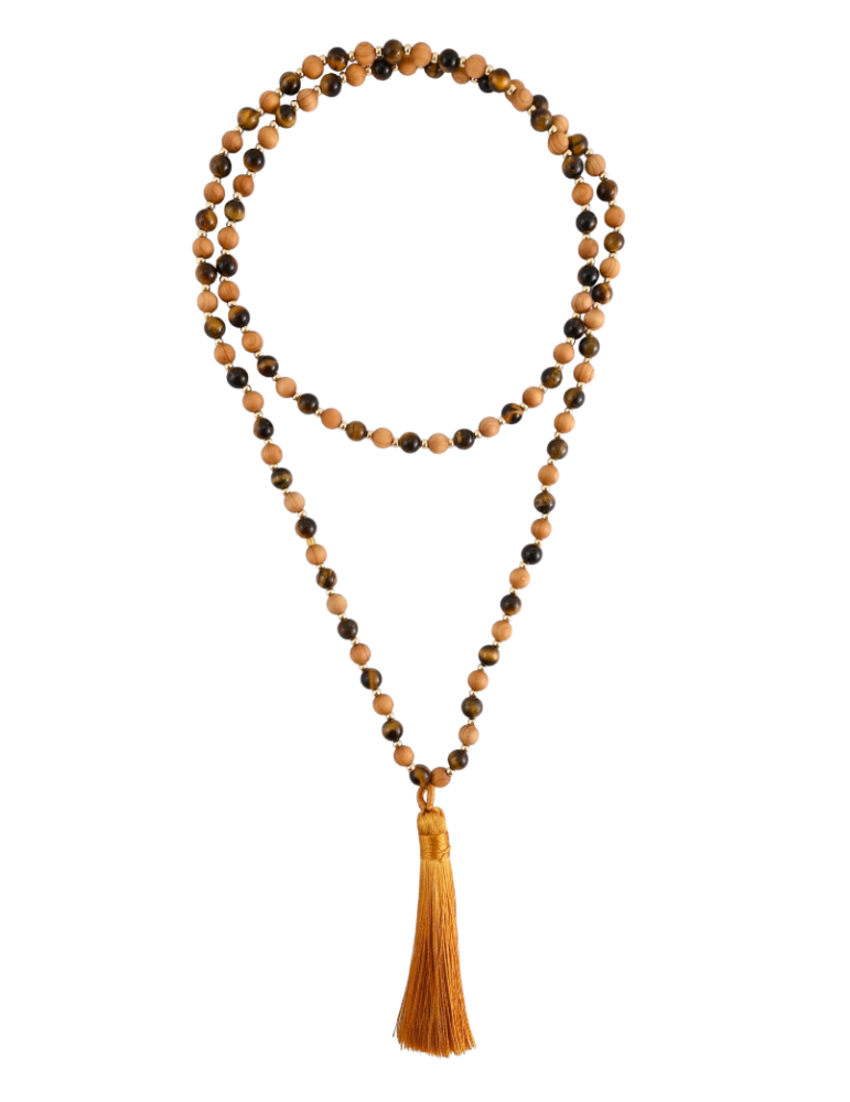 Mala Ojo de Tigre + Madera 108 perlas