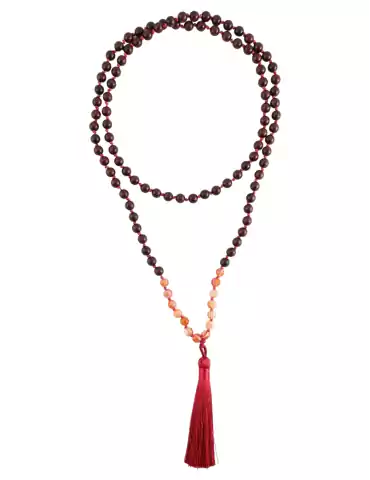 Mala Cornalina + Legno 108 perle