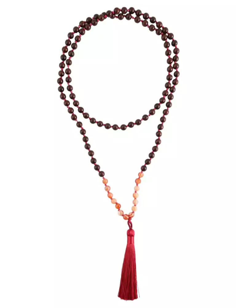 Mala Cornalina + Legno 108 perle