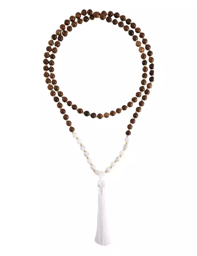 Mala Howlite + Legno 108 perle