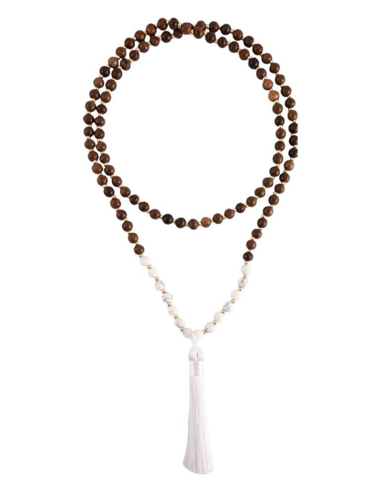 Howlite + Wood Mala 108 beads