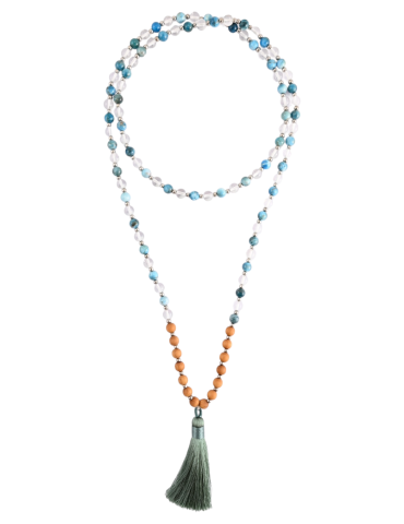 Mala Apatite, crystal + Wood 108 beads