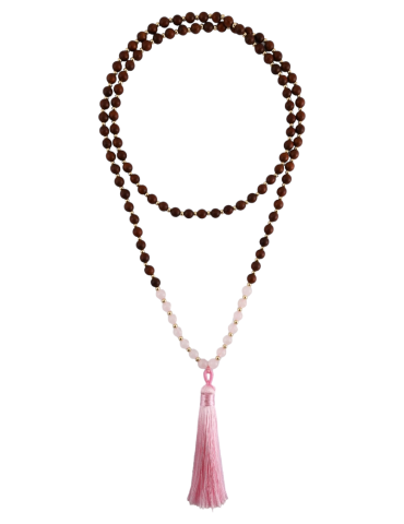 Rose Quartz + Wood Mala 108 beads