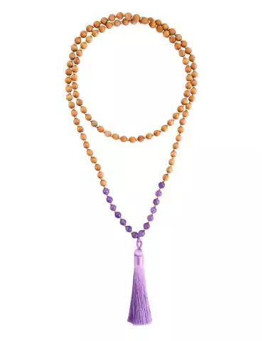 Mala Amethyst + Holz 108 Perlen