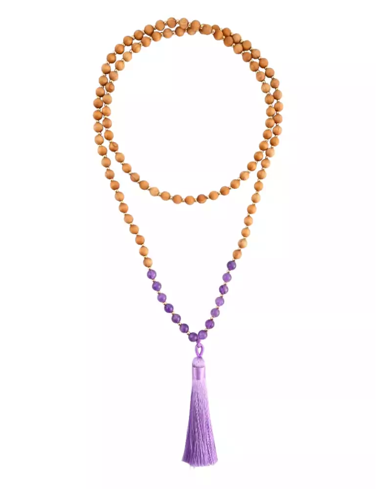 Amethyst Mala + Wood 108 beads