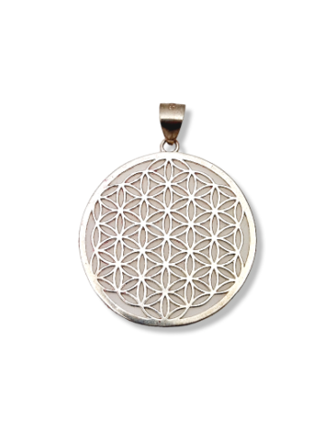 Carved Flower of Life Pendant 925 Silver