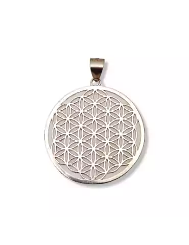 Carved Flower of Life Pendant 925 Silver