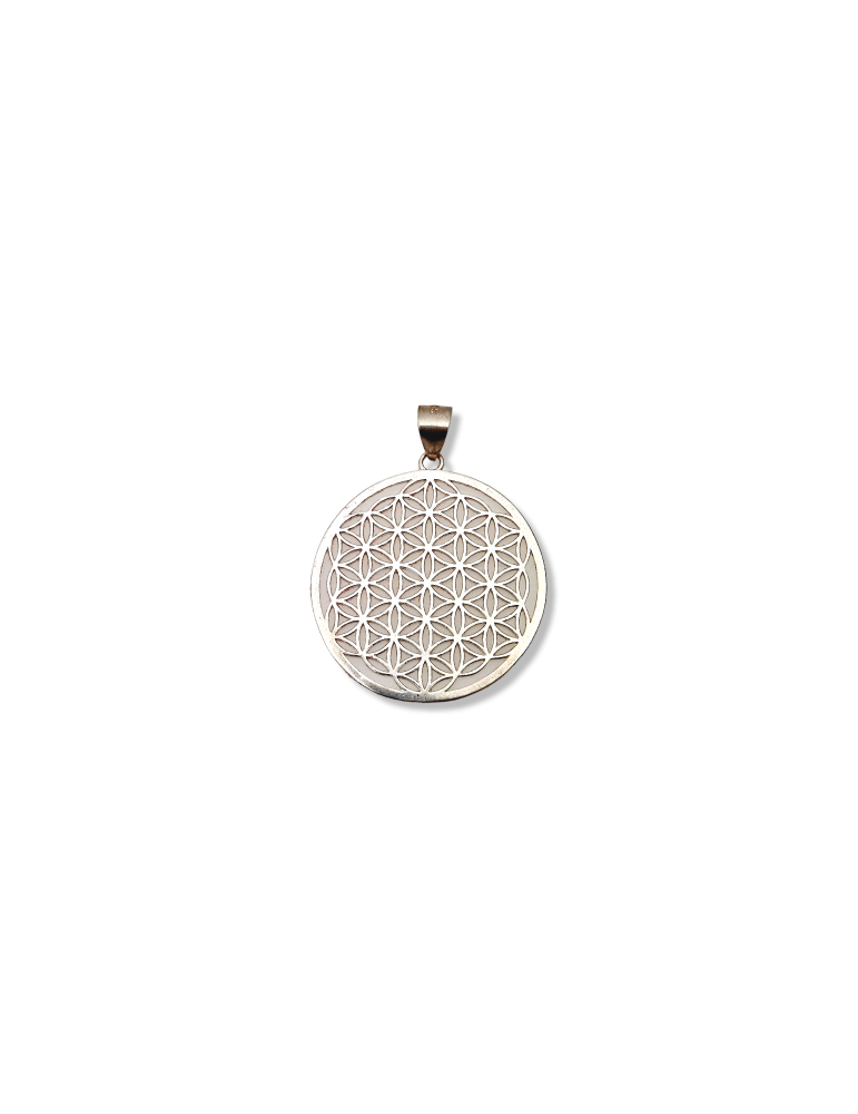 Carved Flower of Life Pendant 925 Silver