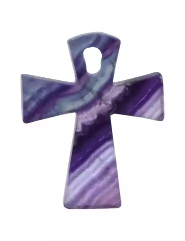 Ankh Cross Fluorite Pendant A