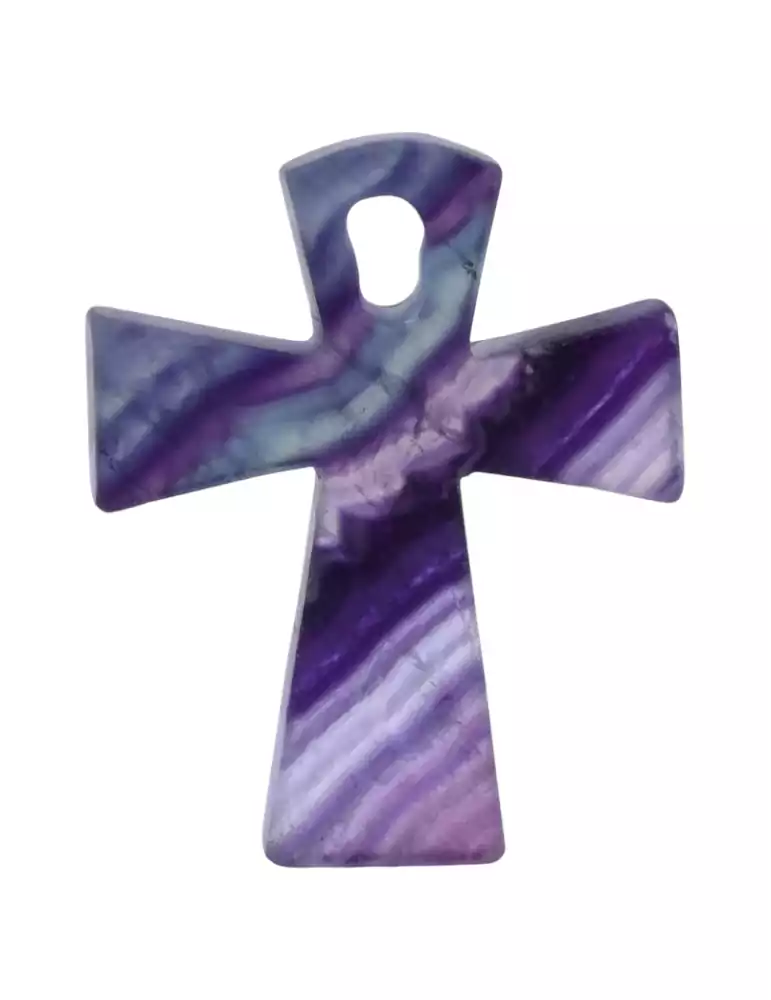 Ankh Cross Fluorite Pendant A