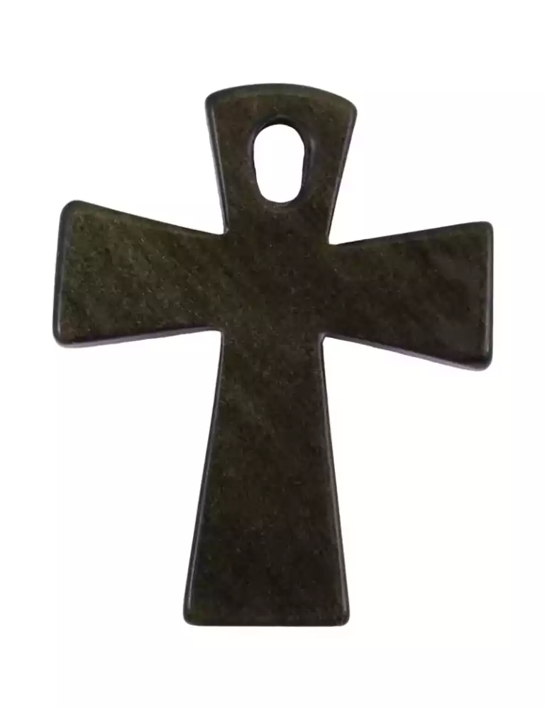 Colgante de cruz Ankh de obsidiana dorada A