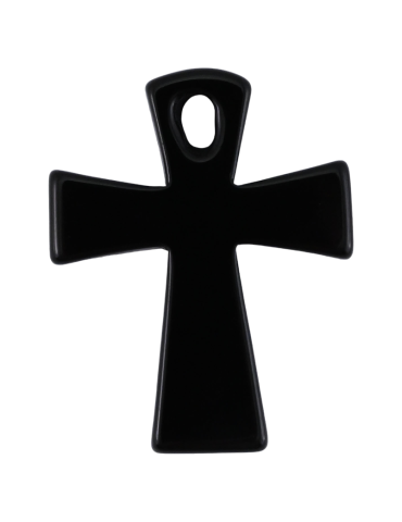 Pingente cruz Ankh de obsidiana preta A