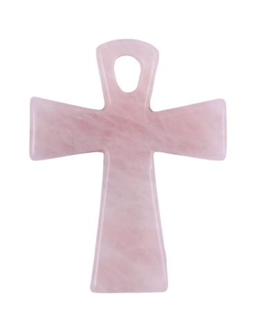 Pingente cruz Ankh quartzo rosa A