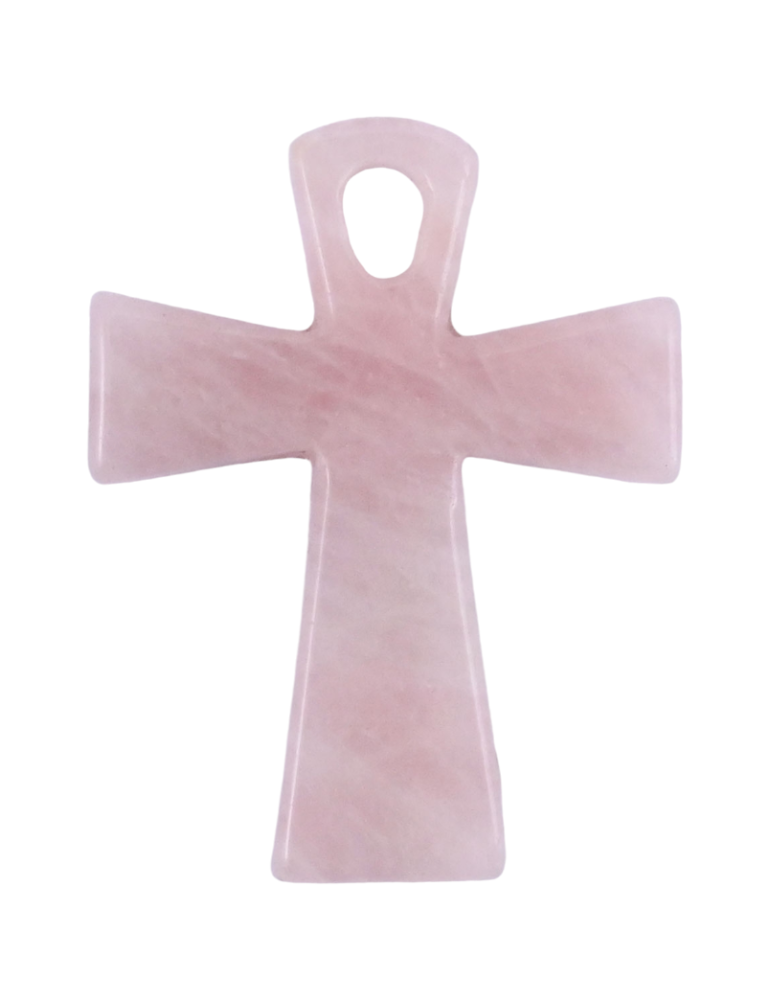 Pingente cruz Ankh quartzo rosa A