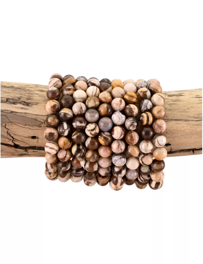 Brown zebra jasper bead bracelet A