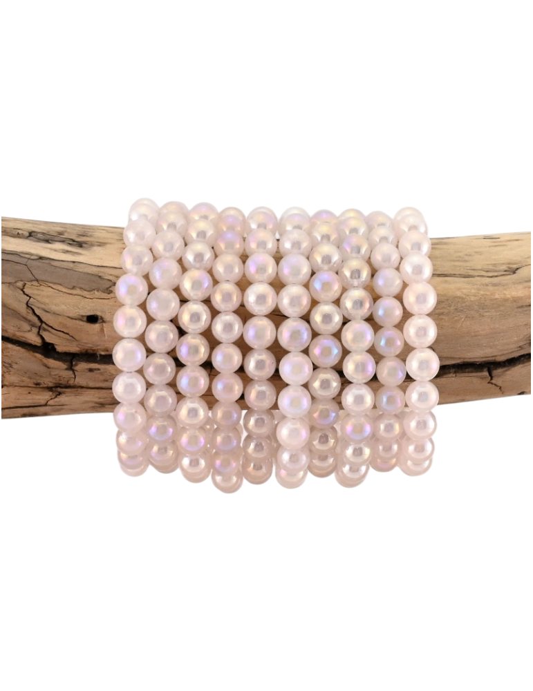 Bracciale aura quarzo rosa perle A