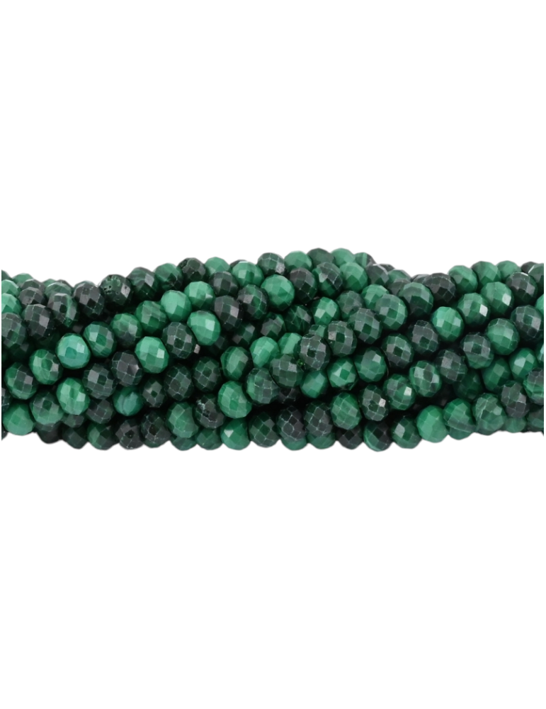 Strand of faceted malachite beads 4x3mm A