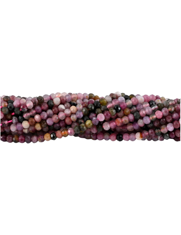 Fio de contas facetadas de turmalina mista 4x3mm A