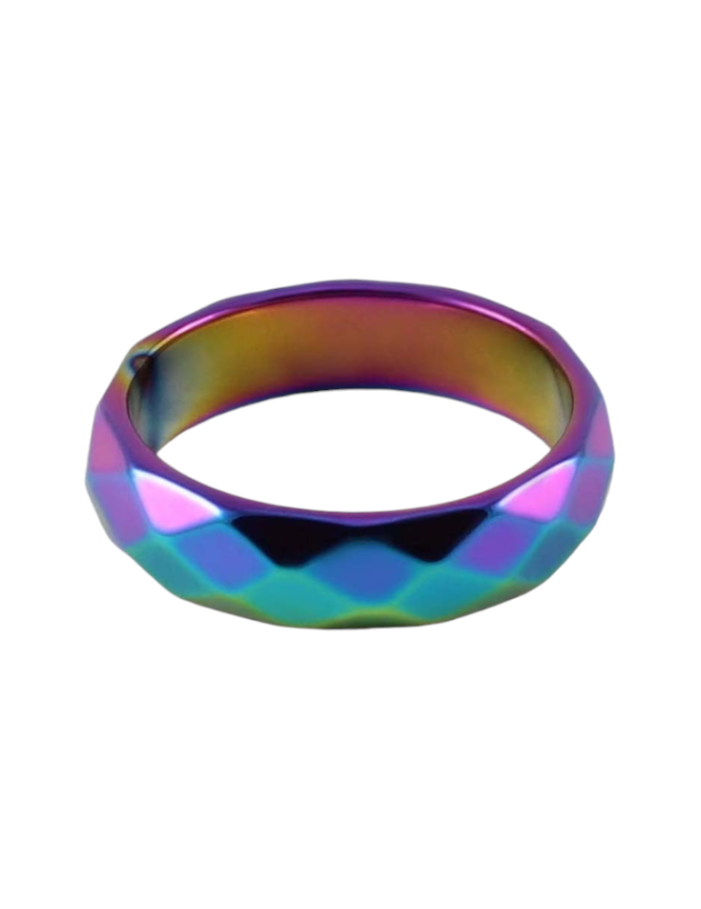 Facettierter Hämatit-Aura-Ring x 10