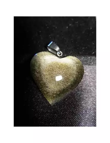 Golden Obsidian Heart Pendant AA