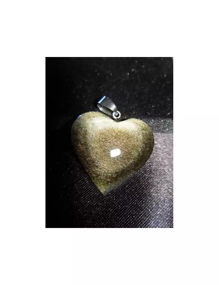 Golden Obsidian Heart Pendant AA