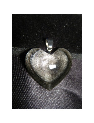 Silver Obsidian heart pendant