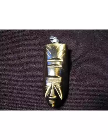 Golden Obsidian Aztec Gods Pendant