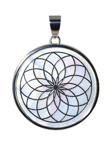 Pendentif nacre rosace