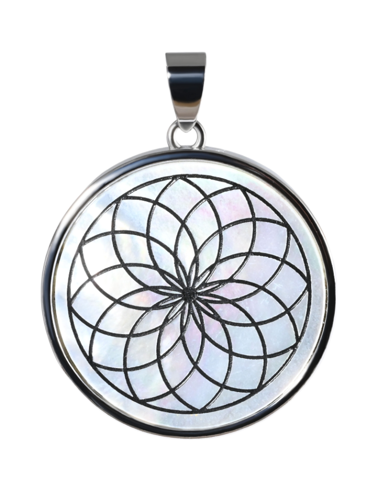 Mother of pearl rosette pendant