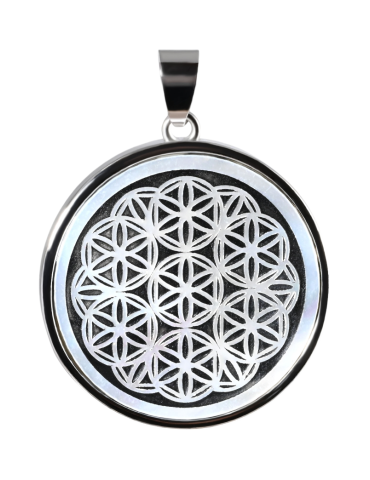 Mother of pearl flower of life pendant